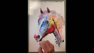 watercolorpainting Horse drawing viralshorts [upl. by Enitsirhc]