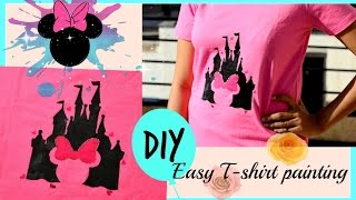 DIY Easy Tshirt painting Disney castle silhouette print at home very easy [upl. by Finer]