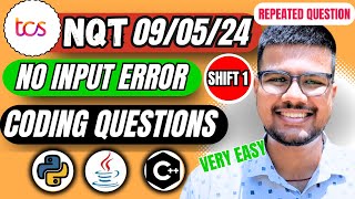 TCS 090524 Shift 1 Exam Coding Questions amp Solution  Repeated Questions  python java cpp tcs [upl. by Earb]