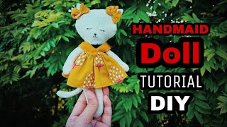 Cute Handmade Rag bunny Doll Tutorial with Free Patternmanhwa diy doll [upl. by Amberly]