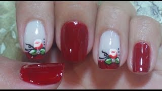 Unhas Decoradas Francesinhas com Rosas Manual Bela e Simples Nail Art [upl. by Notanhoj]