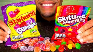 ASMR Starburst Skittles Gummies Original Sour Berries Candy Eating No Talking Chewy Sweets [upl. by Nwahsid377]