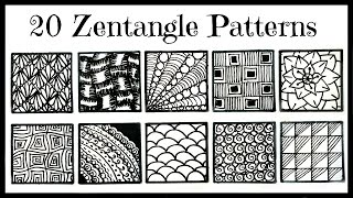 Easy 20 Zentangle Patterns for Beginners [upl. by Eisiam]