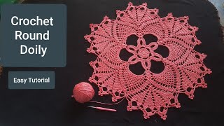 Crochet Round Doily  Easy amp Step by Step Crochet Tutorial [upl. by Llenrahc929]