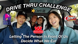 DRIVE THRU CHALLENGE  LETTING THE PERSON IN FRONT OF US DECIDE WHAT WE ORDER  The Laeno Family [upl. by Thedrick884]