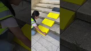 Wear resistant plastic stair mat installation process [upl. by Kandace26]