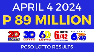 Lotto Result April 4 2024 9pm PCSO [upl. by Annid]