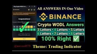 Today Binance Crypto WODL Answer  Today 311023 Binance WOTD Letter Ans  Theme Trading Indicator [upl. by Felt929]