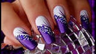 Nail art purple crushed shells design [upl. by Harpole263]