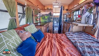 Retired amp Living Tiny  Shuttle Bus Conversion Tour [upl. by Jahdiel]