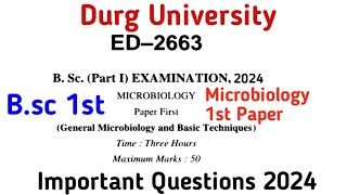 Bsc First Year Microbiology 1st Paper  Bsc 1st year Important Question Microbiology Durg University [upl. by Onirefes163]