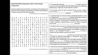 CAÇAPALAVRAS Respiração celular e fermentação 2º ano EM [upl. by Koffler]