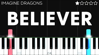 Imagine Dragons  Believer  EASY Piano Tutorial [upl. by Fleece]