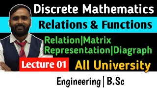 RELATION AND FUNCTIONS RelationDiagraphMatrix Representation LECTURE 01  DISCRETE MATHEMATICS [upl. by Orazal90]