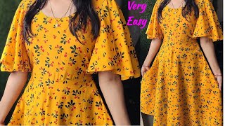 Umbrella Cut Kurti With Umbrella Sleeves Cutting and Stitching [upl. by Ennaxor8]