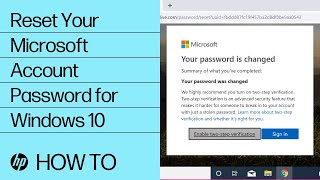 Reset Your Microsoft Account Password for Windows 10  HP Computers  HP Support [upl. by Enitsed]