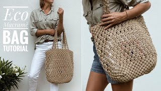 DIY Macrame Eco BagHow To Make A Macrame BagStep By StepTorba ze sznurkaTorba Z Makramy [upl. by Tila]