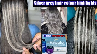 Silver grey highlights Karne ka Tarika how to make ash gray colour smoky grey highlights hair [upl. by Kathlene267]