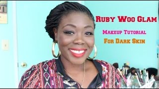 GRWM Ruby Woo Glam Makeup Tutorial for DARK SKIN [upl. by Nnahsal]