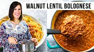 VEGAN Walnut Lentil Bolognese Sauce  Meaty amp FreezerFriendly [upl. by Nallek]