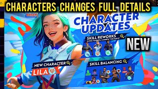 OB46 All Character Changes  Free Fire New Update  Character Ability Adjustment [upl. by Oigile618]