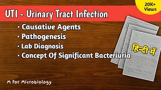 Urinary Tract Infection UTI in Hindi  Causative agents  Pathogenesis  Lab diagnosis of UTI [upl. by Erica]