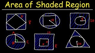 Area of Shaded Region  Circles Rectangles Triangles amp Squares  Geometry [upl. by Luciano]