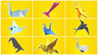 🔝 15 Origami Paper Birds 🐦 Step by Step Video Tutorials 🎥 [upl. by Eek]