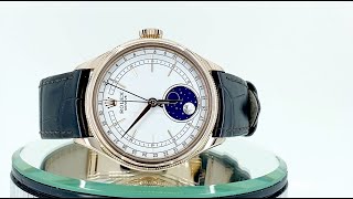 Rolex Cellini Moonphase 50535 White Dial Leather Strap 39mm Watch [upl. by Eads909]