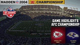 Madden NFL 2004 Historic Teams  2003 Kansas City Chiefs vs 2003 Baltimore Ravens Highlights [upl. by Cchaddie]