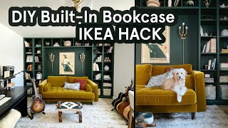 DIY BuiltIn Bookcase IKEA Hack  Home Office BuiltIn Bookshelves Project [upl. by Lerim]