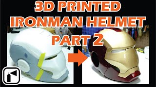 3D Printed Iron Man Helmet PART 2 Printing Filling Sanding Primer and Paint [upl. by Anagrom]