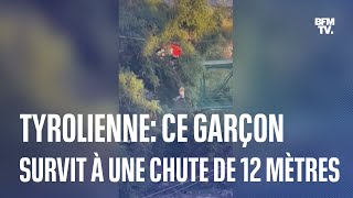 Ce garçon survit à une chute de 12 mètres en tyrolienne [upl. by Naehgem]