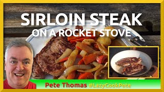 How to Cook Beef Sirloin Steak with Sweet Peppers on a Brick Rocket Stove 😋 [upl. by Enirol]