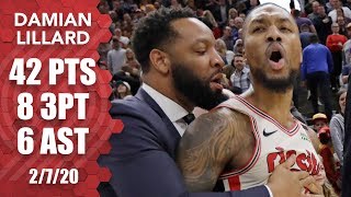 Damian Lillard irate goaltending not called late in 42point game vs Jazz  201920 NBA Highlights [upl. by Minor]