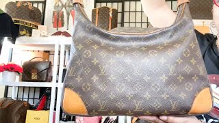 VINTAGE LOUIS VUITTON BOULOGNE 35 WIMB WHAT FITS  PACKING MY VINTAGE LOUIS VUITTON BOULOGNE 35 BAG [upl. by Potter]