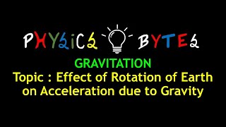 L06 Effect of Rotation on g  Acceleration due to Gravity  Class 11th  NEET  JEE  CBSE  ICSE [upl. by Lyred403]