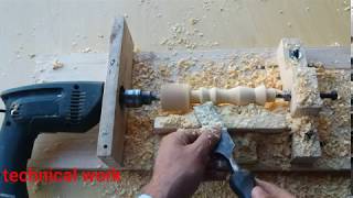 How to Make a Simple Drill Powered Lathe machine at Home  DIY 2020 [upl. by Ardnusal]