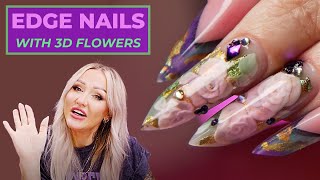 How To 3D Flowers Encapsulated in Edge Nails [upl. by Veats]