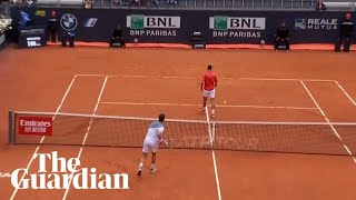 Cameron Norrie smashes ball into Novak Djokovics legs as world No 1 turns back on net [upl. by Lirbaj476]