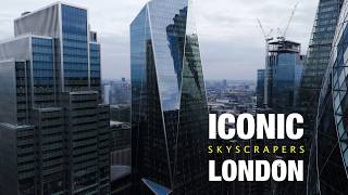 Iconic London Skyline Skyscraper Aerial View  4K HD Drone Footage [upl. by Ahsekel]