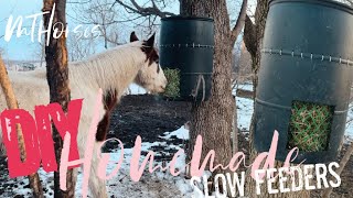 Building DIY Slow Feed Hay Feeders with Barrels  MTHORSES [upl. by Nedlog]