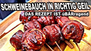 Schweinebauch in richtig Geil das Beste Rezept Pork Belly  The BBQ BEAR [upl. by Bell]