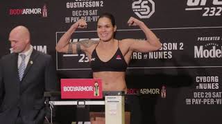 UFC 232 Official WeighIns Amanda Nunes hits 145pounds as the challenger [upl. by Drawd]