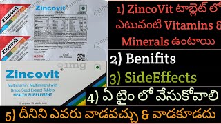 ZincoVit Tablet Benifitsuses in telugu  Zinc tablet SideEffects  Zinc rich foods [upl. by Schubert]