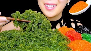 ASMR RAW SEA GRAPES PLATTER  TOBIKO EGGS  EXTREMELY CRUNCHY EATING SOUNDS  TracyN ASMR [upl. by Uot751]