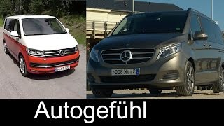 Best transportershuttle comparison test review Volkswagen T6 Multivan vs Mercedes VClass VKlasse [upl. by Marlena633]