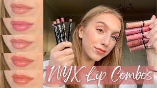 NYX Lip Liner  Butter Gloss Combos 💋  Affordable NudePink Lip Combinations [upl. by Akierdna796]