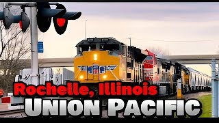 Railfanning Union Pacific Courtland Illinois amp Rochelle Railroad Park 2024 [upl. by Noyad]