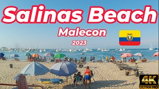 4K SALINAS BEACH MALECON🐳🏖️🥥  SALINAS ECUADOR WALKING TOUR JULY 2023 [upl. by Fanchie617]